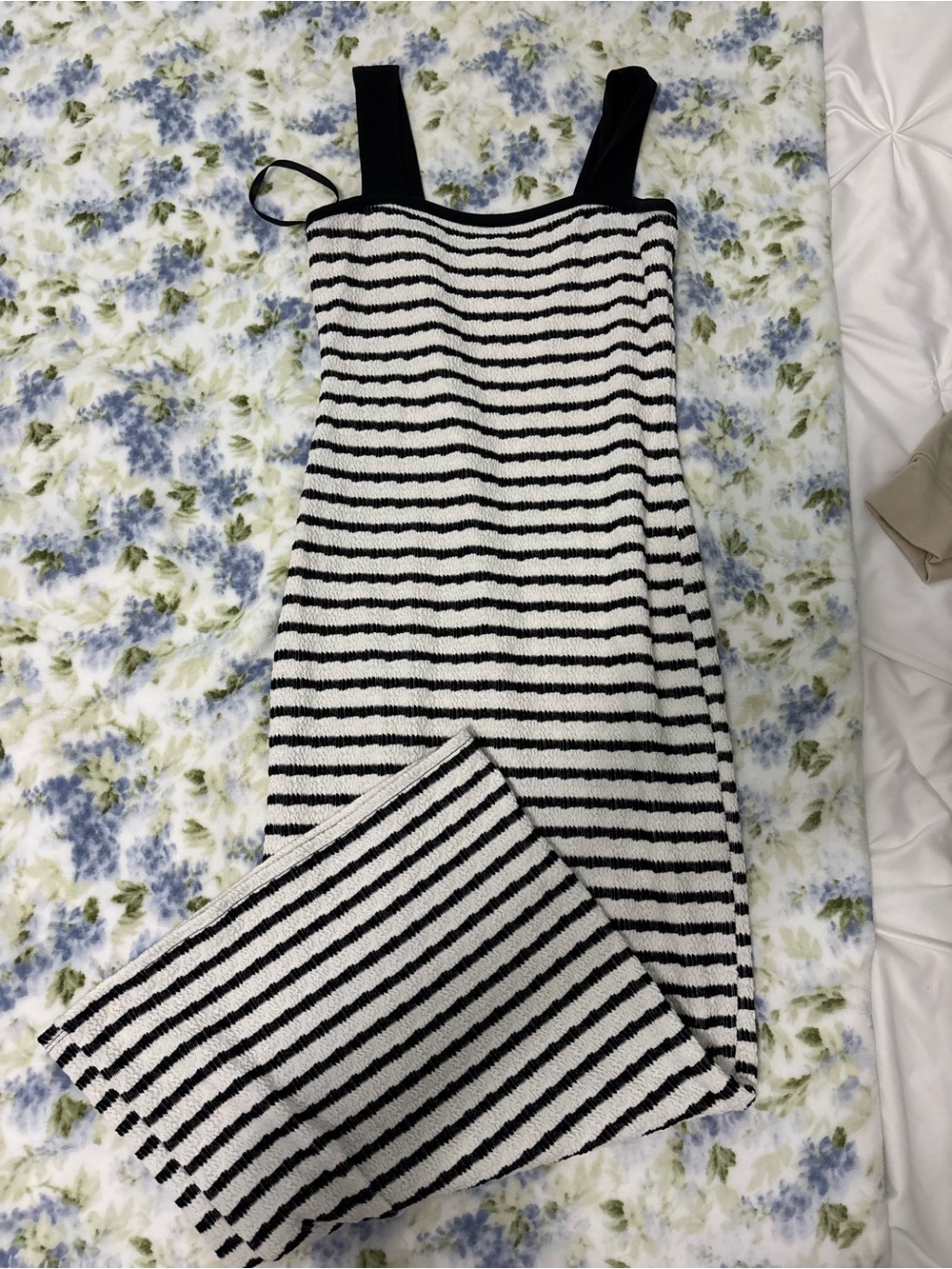 Kali Black and White Striped Midi Dress
